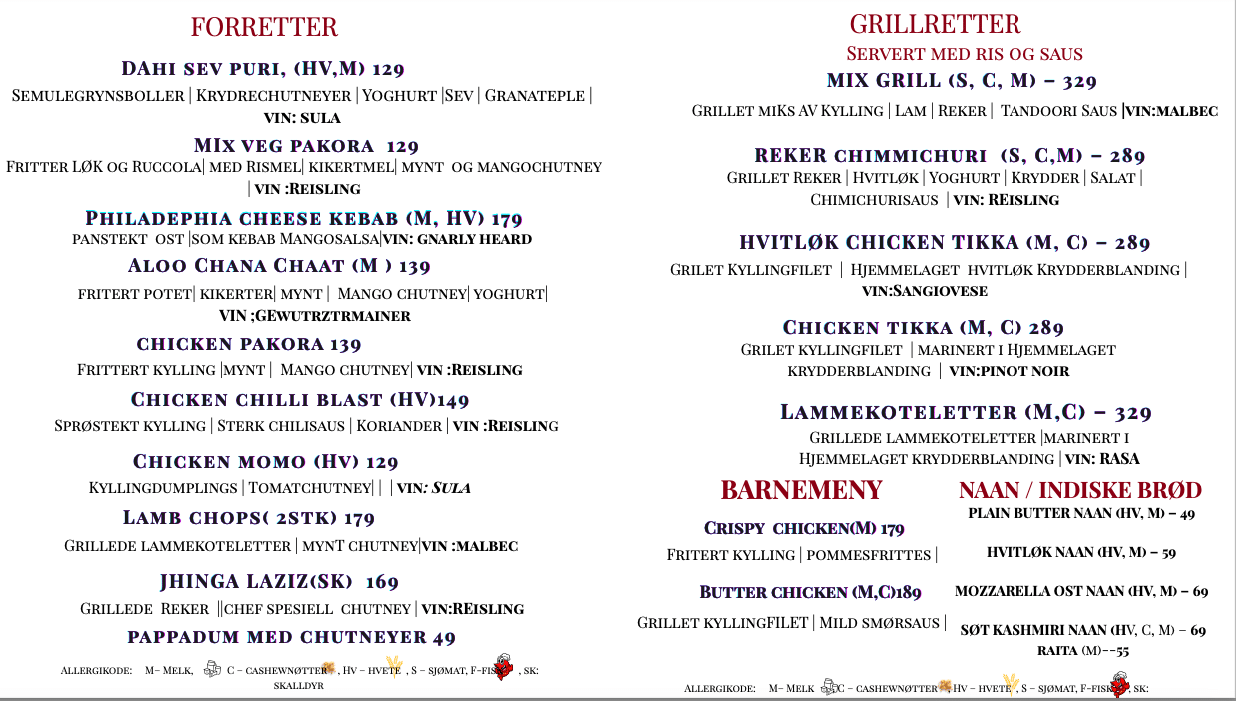 Restaurant Menu