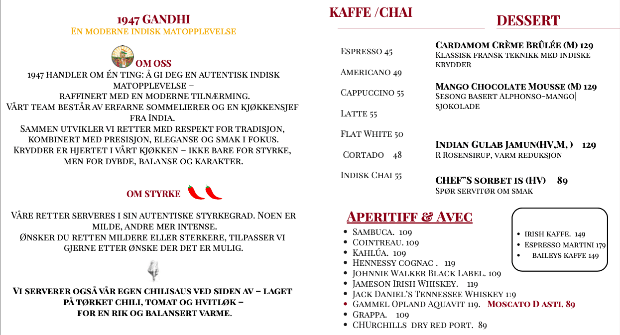 Restaurant Menu